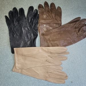 3 pairs vintage leather gloves